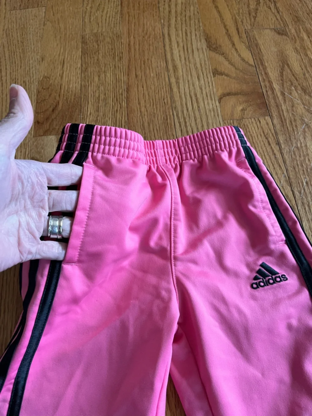 Adidas Tracksuit Pink w/ Black Stripes Size 2T